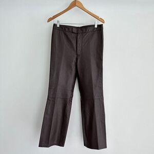 Rem Garson Leather Pants Vintage Brown Bootcut Bike Trouser Petite